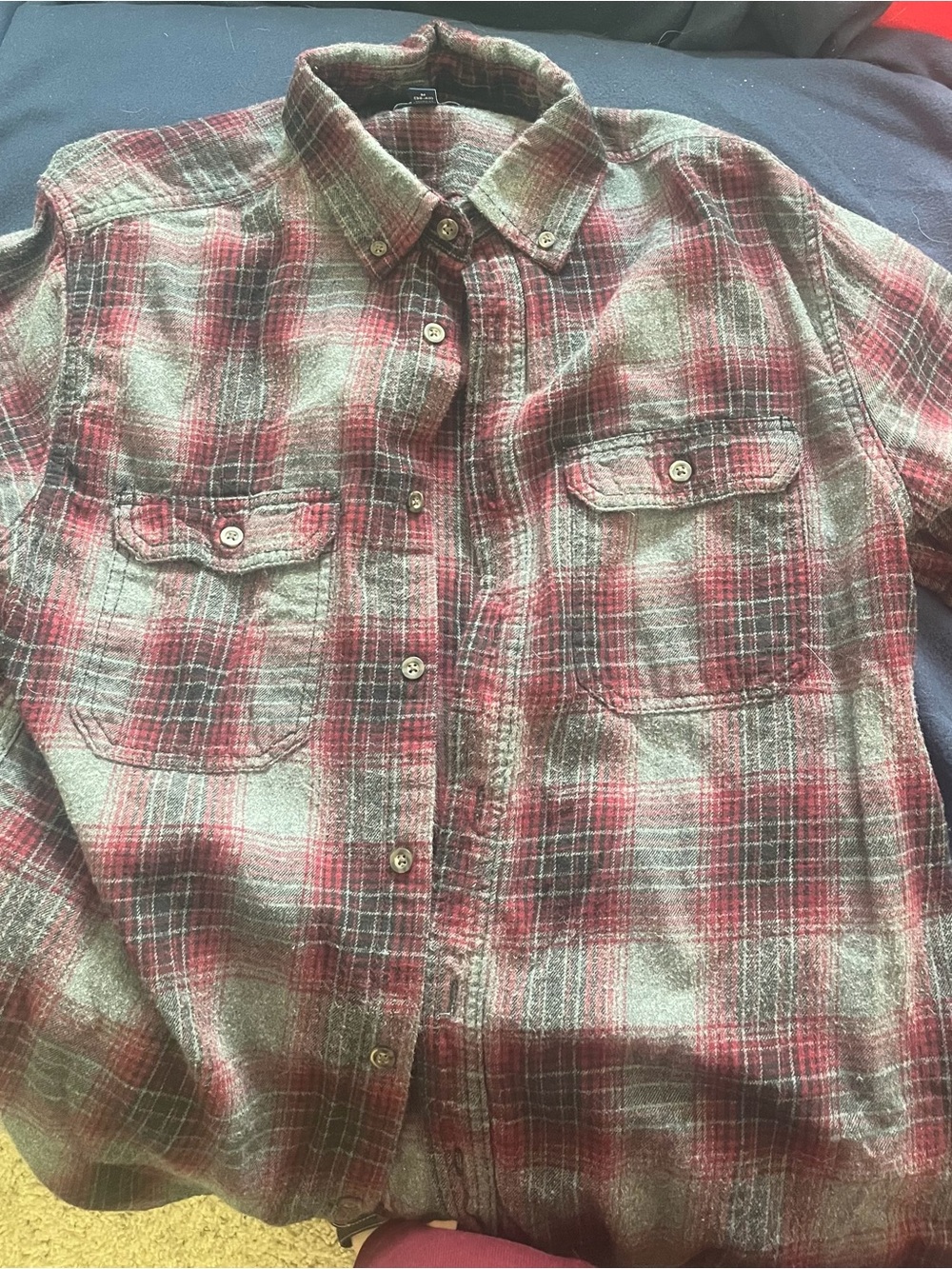 George Red and Black Plaid Button-Down Shirt